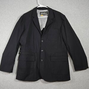 Eddie Bauer Jacket Mens 42 Black Travex Blazer Sport Coat Travel Stretch